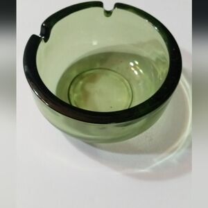 Vintage Mid Century 2 Slot Orb Avocado Green Ashtray